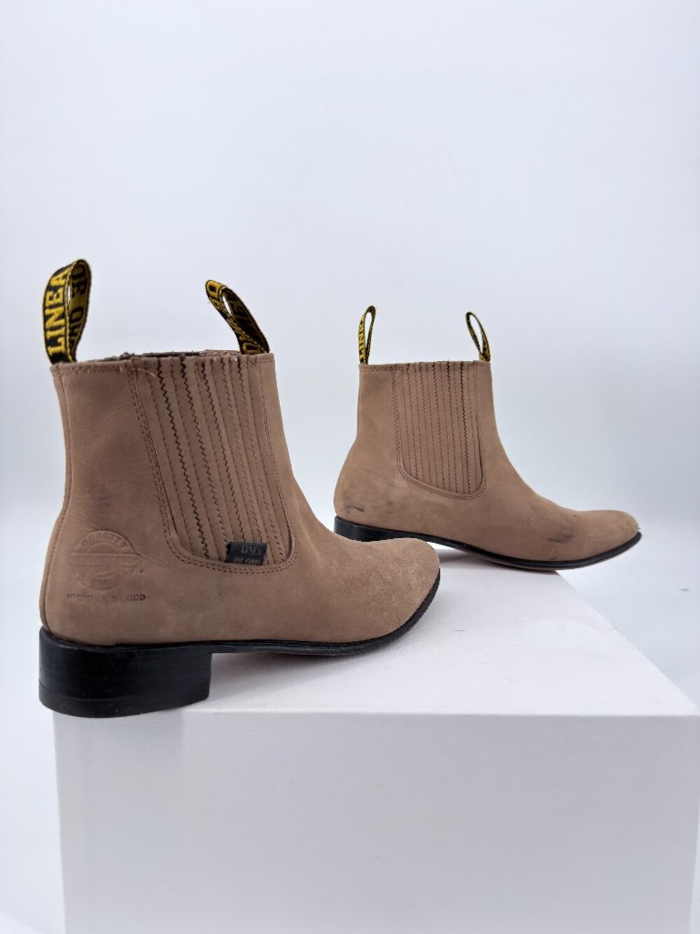 Vtg 90s Linea De Oro Handcrafted Botines Charros Boots US 5.5 EE UK 5 Suede